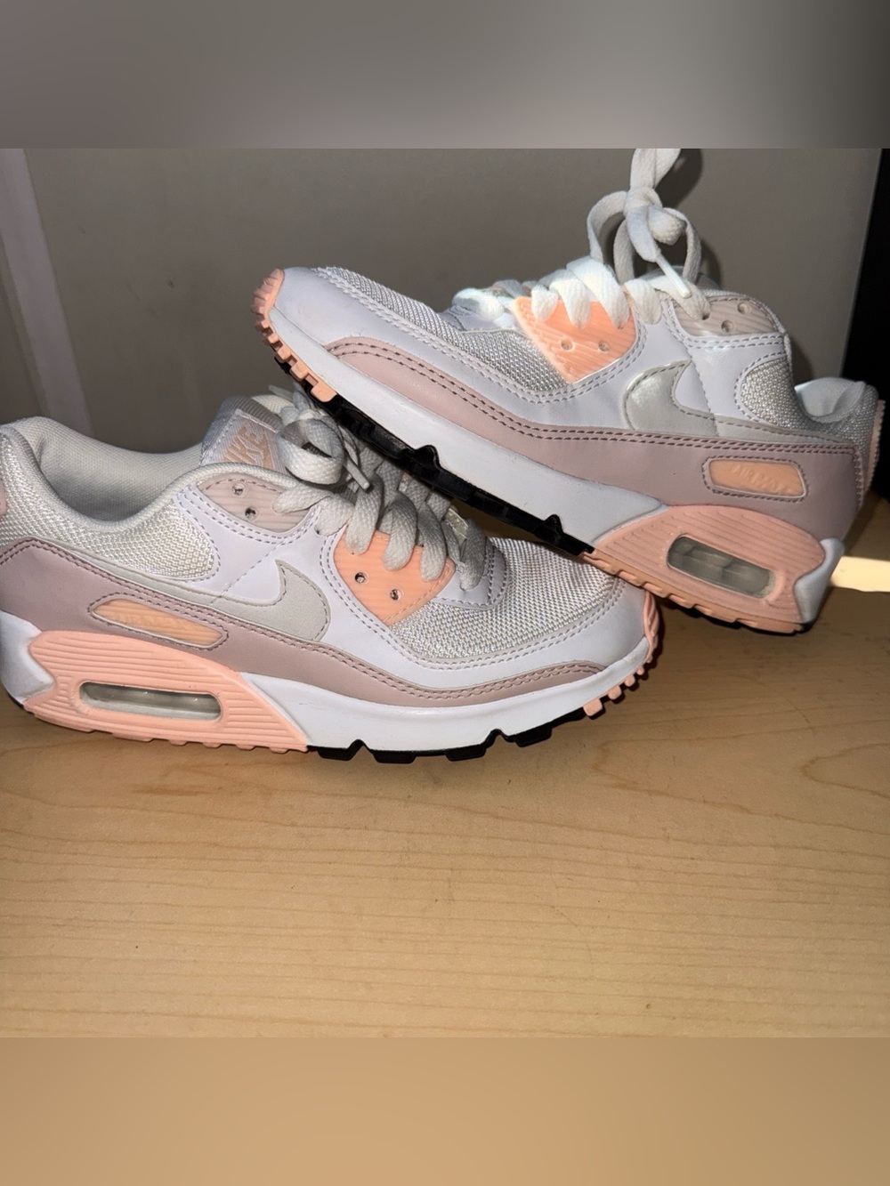 Nike Air Max 90 White Pink Barely Rose Women's Size 5.5W CT1030-101 Preowned - Picture 2 of 8